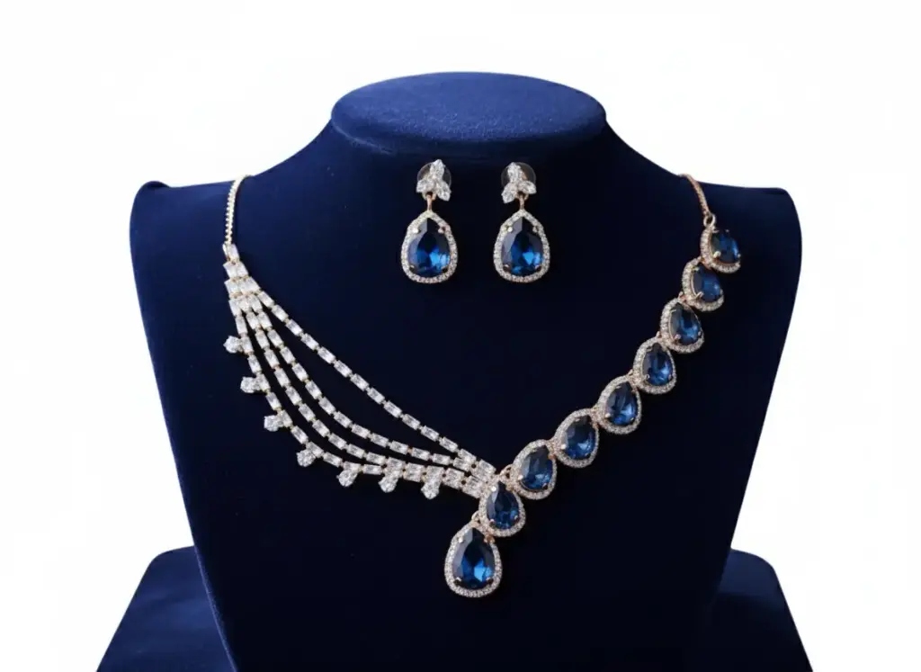 Royal Blue luxury Statement Necklace & Earring Set